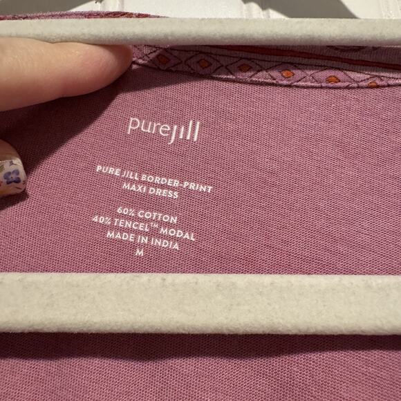 J Jill Pure Jill Border Print Maxi Dress Pink Size Medium - Picture 6 of 7